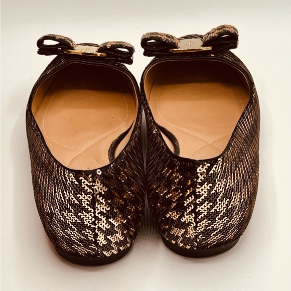 SALVATORE FERRAGAMO Sequin Herringbone Varina Coo Ballet Flat, Size 6.5 - Picture 5 of 11